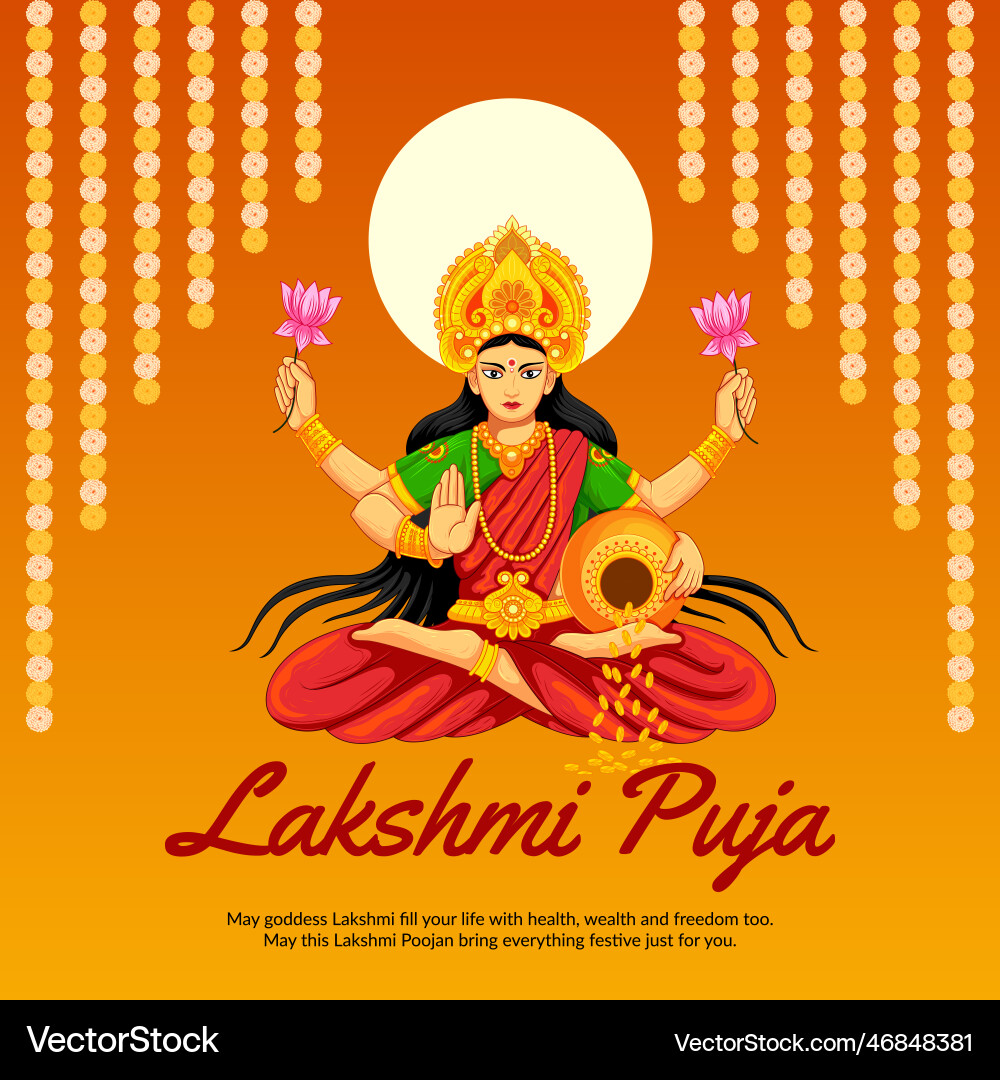 Lakshmi puja indian religious festival banner Lakshmi puja indian religious festival banner vector image