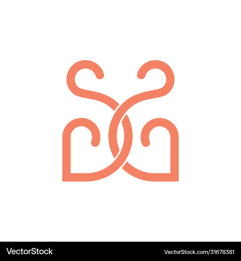 Letters ss linked curves line loop design logo vector image