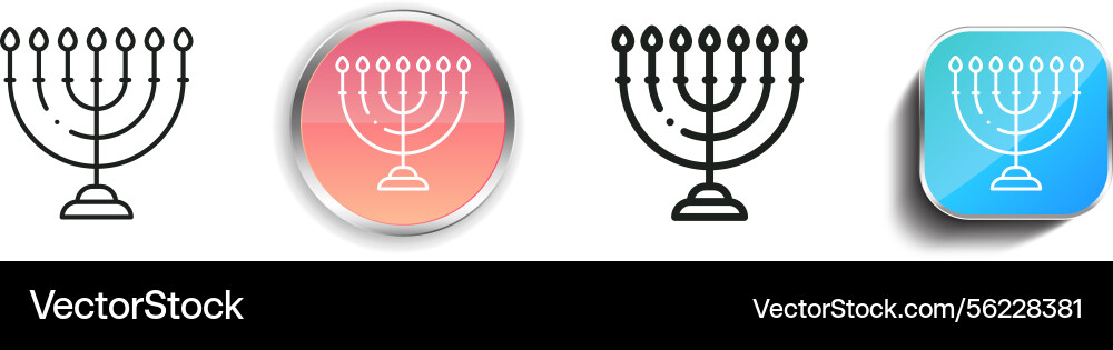 Menorah icon thin linear regular and button style vector image