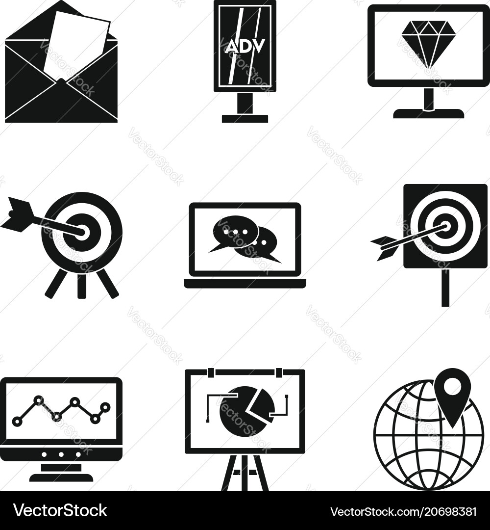Mobile working icons set simple style Mobile working icons set simple style Vector Image