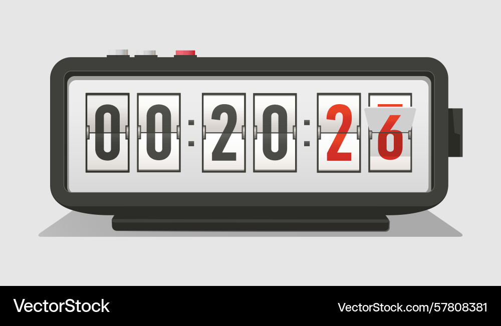 Retro flip clock displaying time 00 20 26 Vector Image