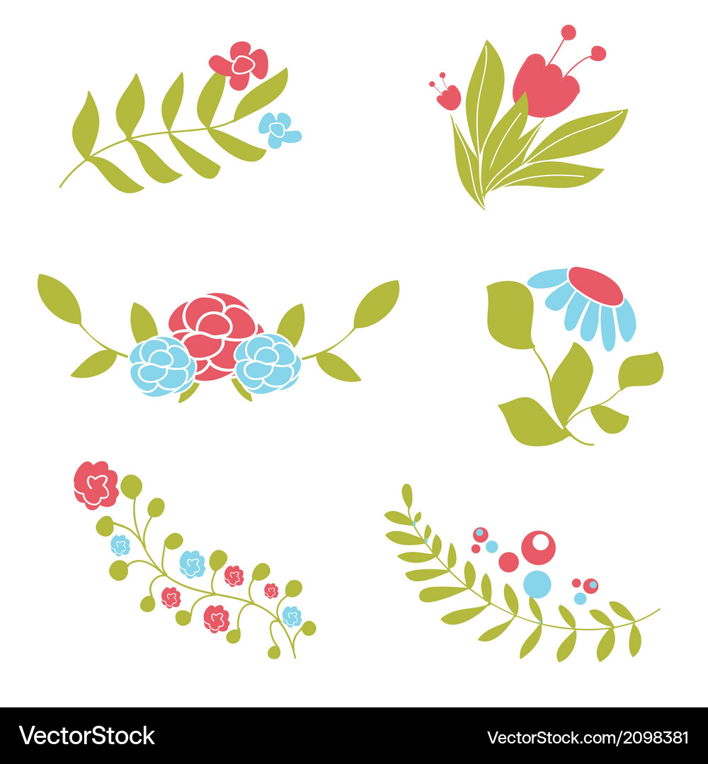 Set aus süßen abstrakten Blumensträussen und Kränzen Vektorbild