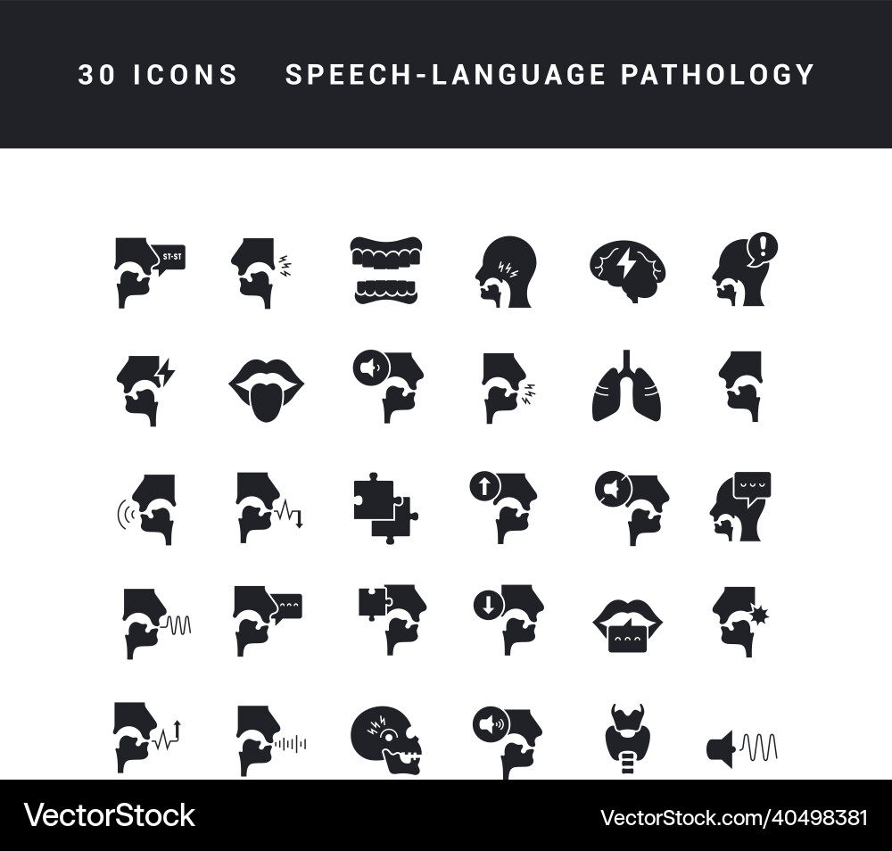 Set of simple icons speech-language pathology Set of simple icons speech-language pathology vector image