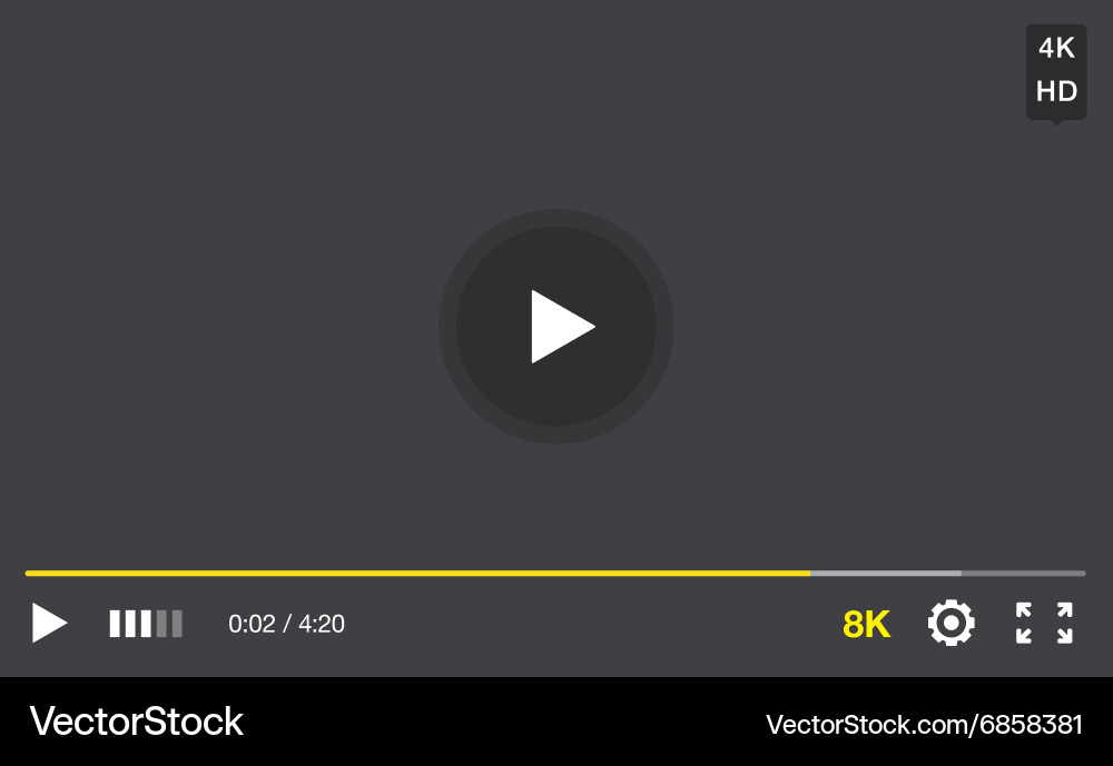Video player window with menu and buttons panel vector image