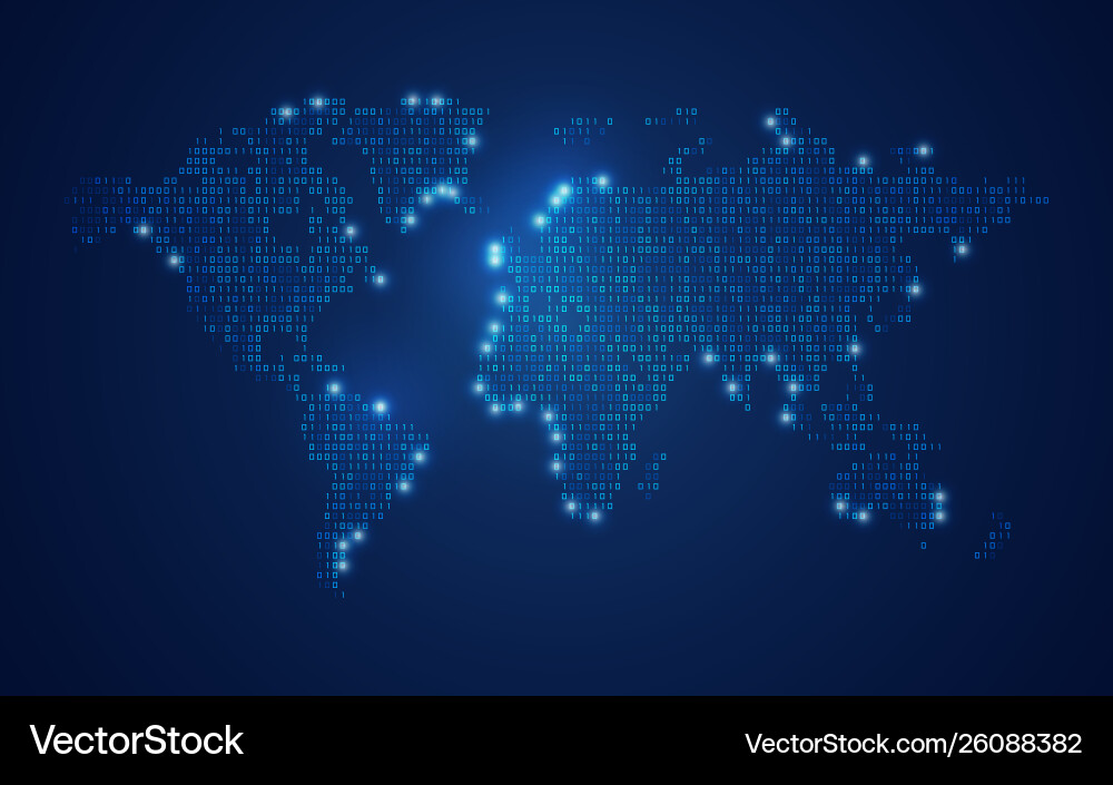 Binary World Map vector image