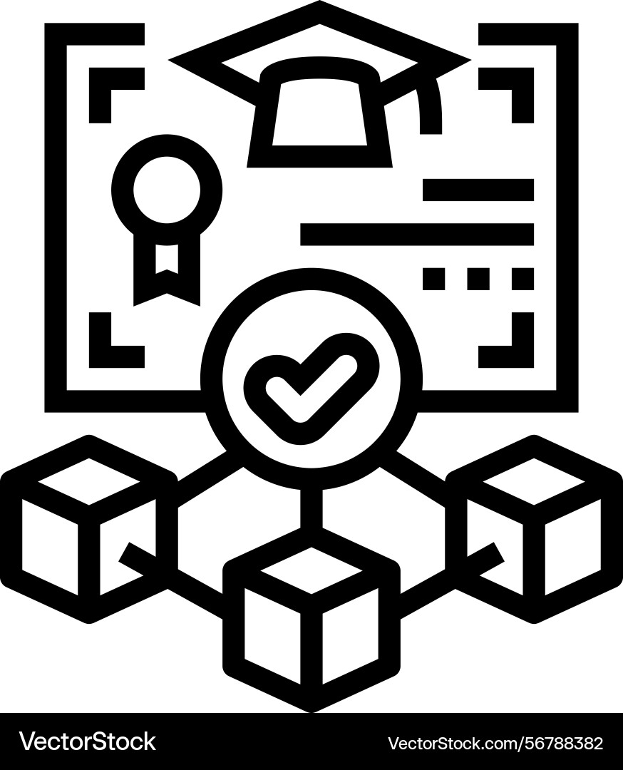 Blockchain based credentials verification line Blockchain based credentials verification line Vector Image