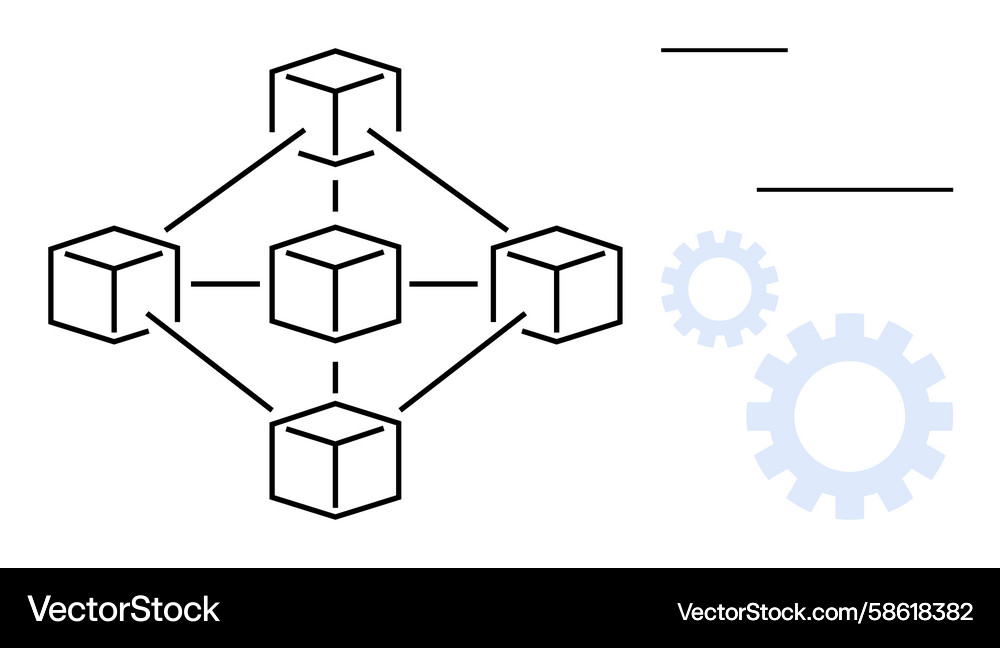 Blockchain network represented by interconnected Vector Image
