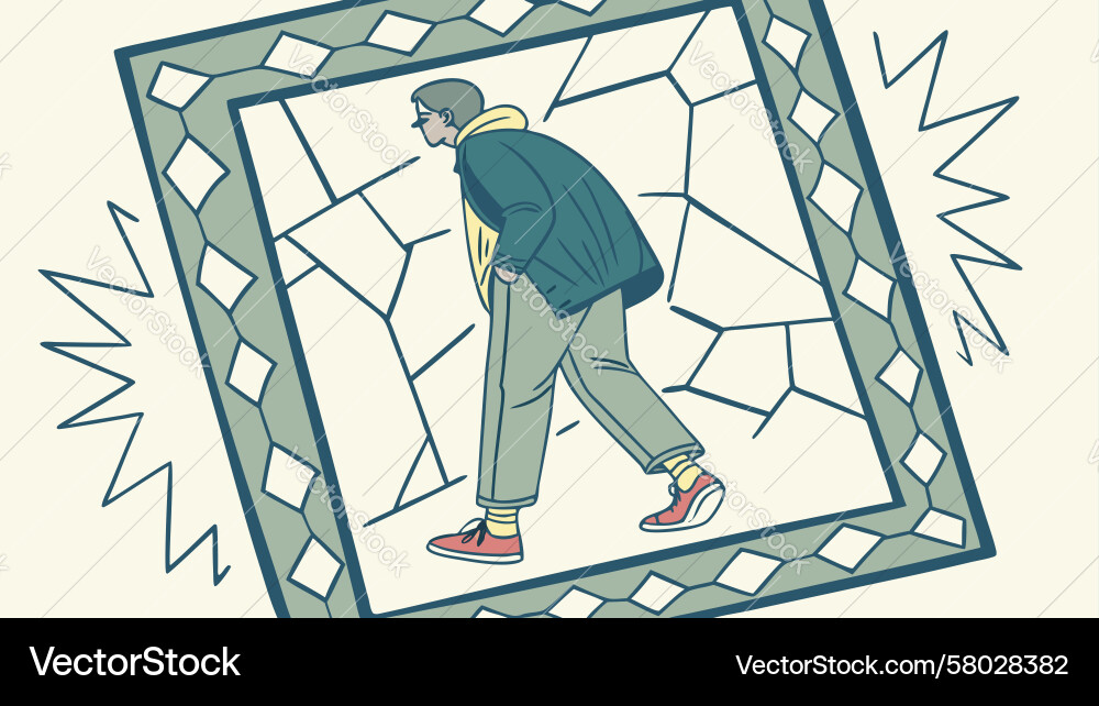 Man Trapped in a Frame Vector Image