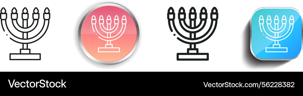Menorah icon thin linear regular and button style vector image