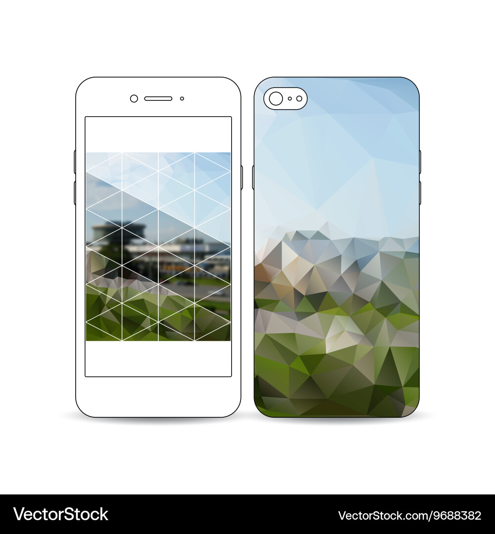 Mobile smartphone with an example of the screen vector image