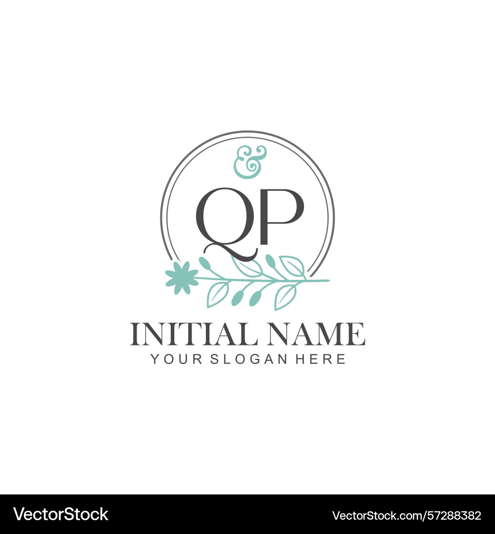 Qp initial logo templates with botanical elements Vector Image