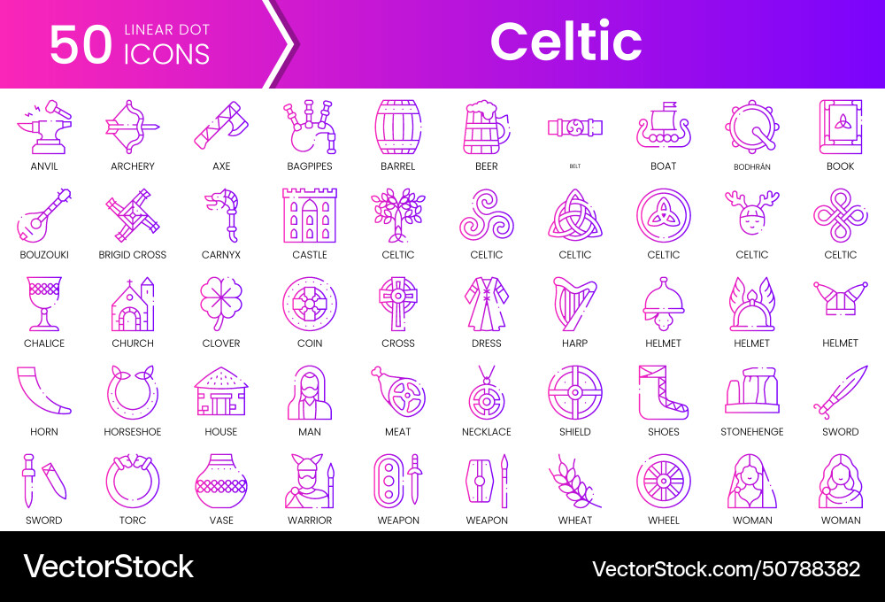 Set of celtic icons gradient style icon bundle Set of celtic icons gradient style icon bundle vector image