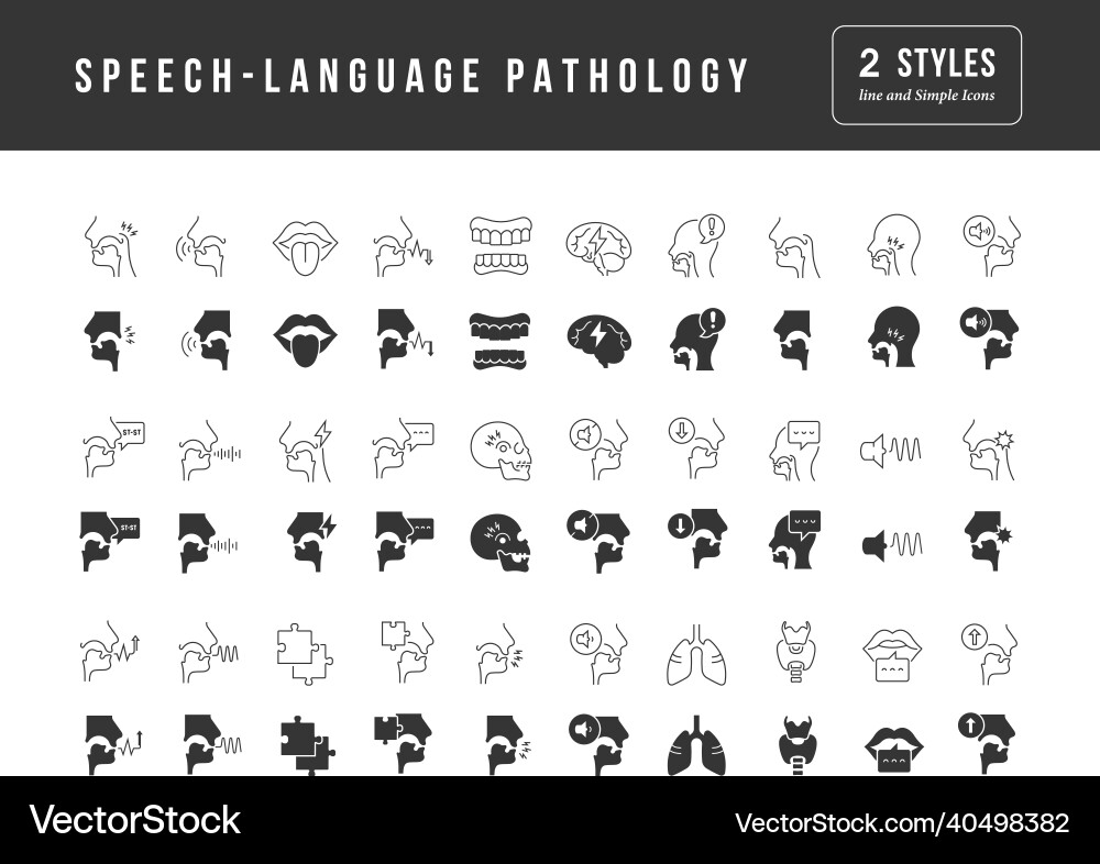 Set of simple icons speech-language pathology Set of simple icons speech-language pathology vector image