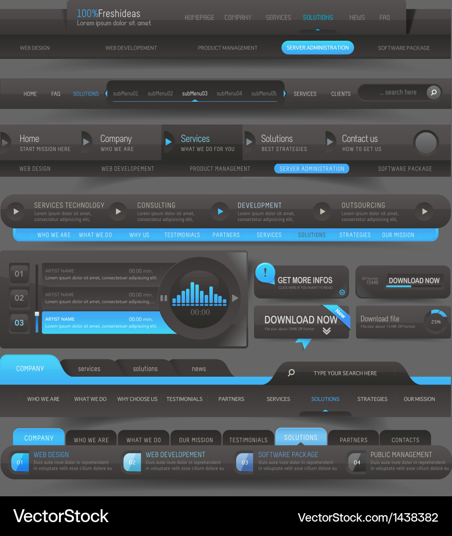 Website Navigation Buttons & Elements vector image