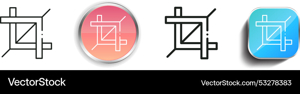 Crop tool icon thin linear regular and button vector image