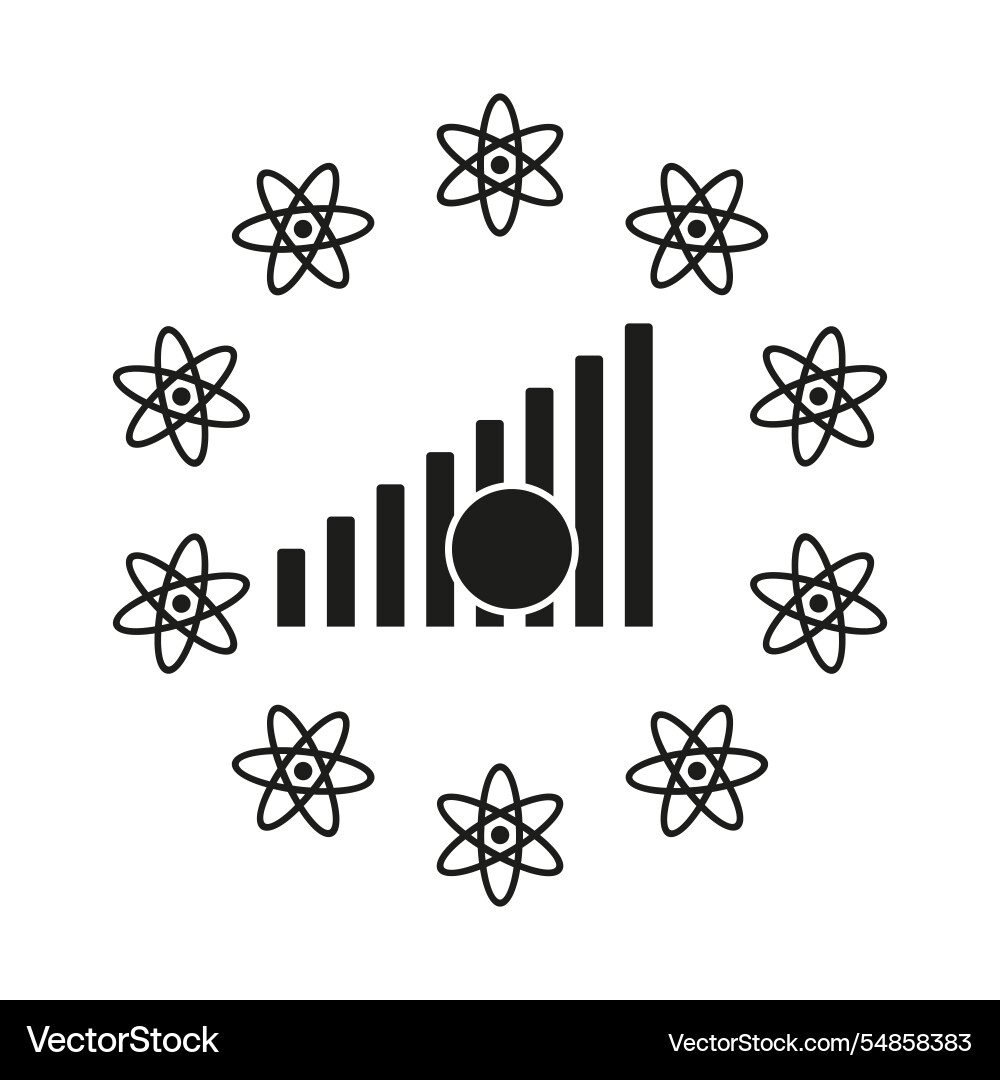 Scientific graph icon atoms around bar chart Vector Image