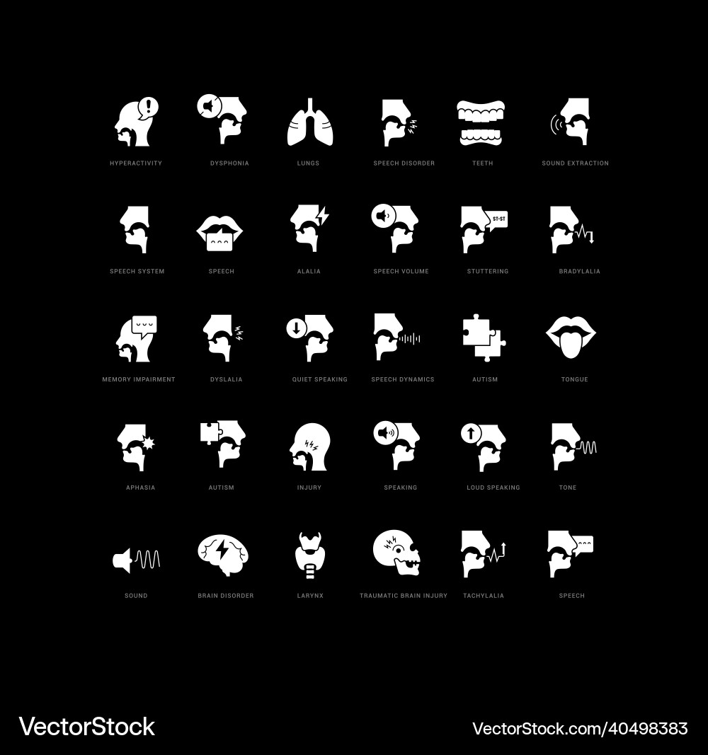 Set of simple icons speech-language pathology Set of simple icons speech-language pathology vector image