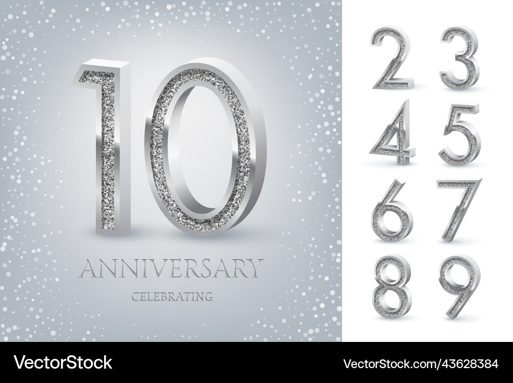 10th anniversary celebrating silver text 10th anniversary celebrating silver text vector image