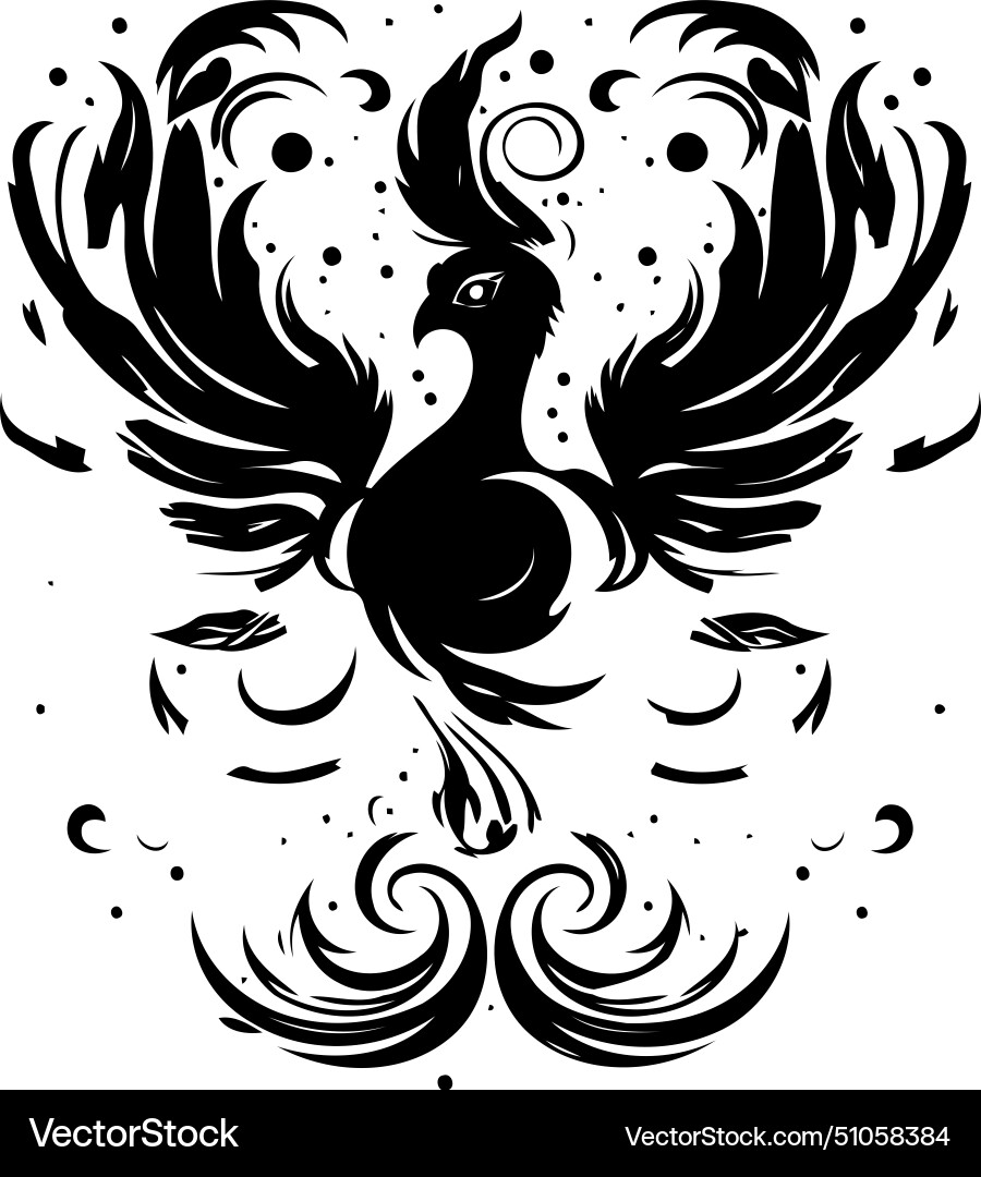 A stylized bird on dark background with patterns Vector Image