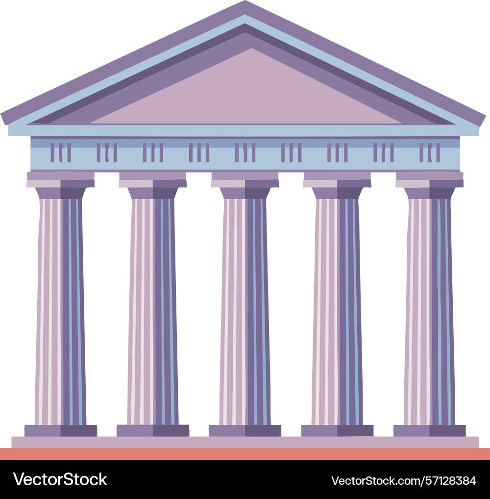 Classical building with columns in purple vector image