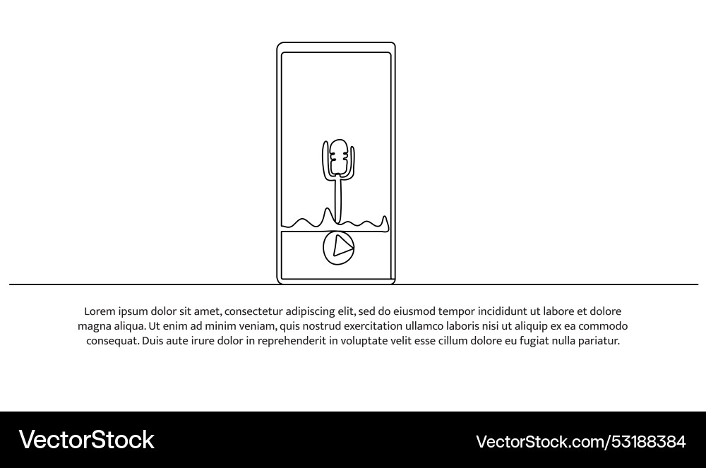 Continuous one line design of tool for podcast Continuous one line design of tool for podcast Vector Image