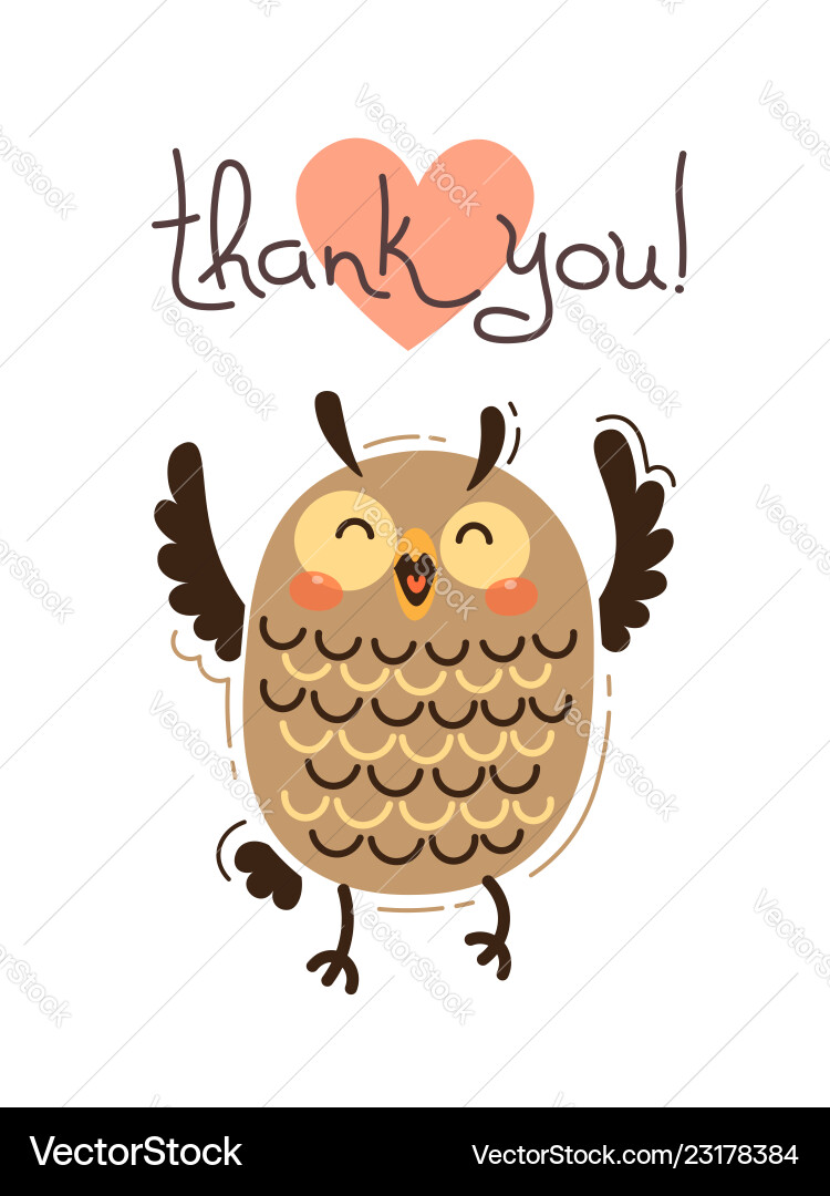 Cute Owl Says Thank You – Royalty-Free Vector | VectorStock, image size:750x1080