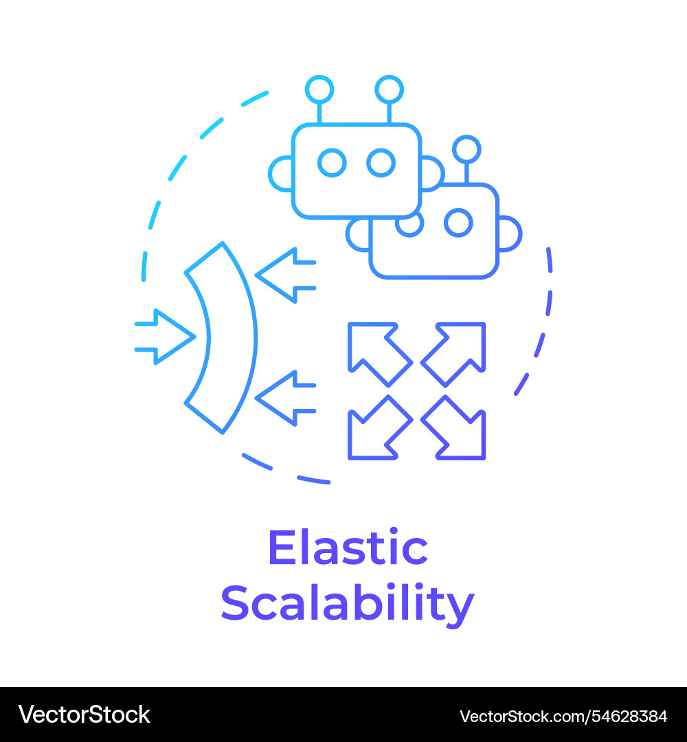 Elastic scalability blue gradient concept icon Elastic scalability blue gradient concept icon Vector Image
