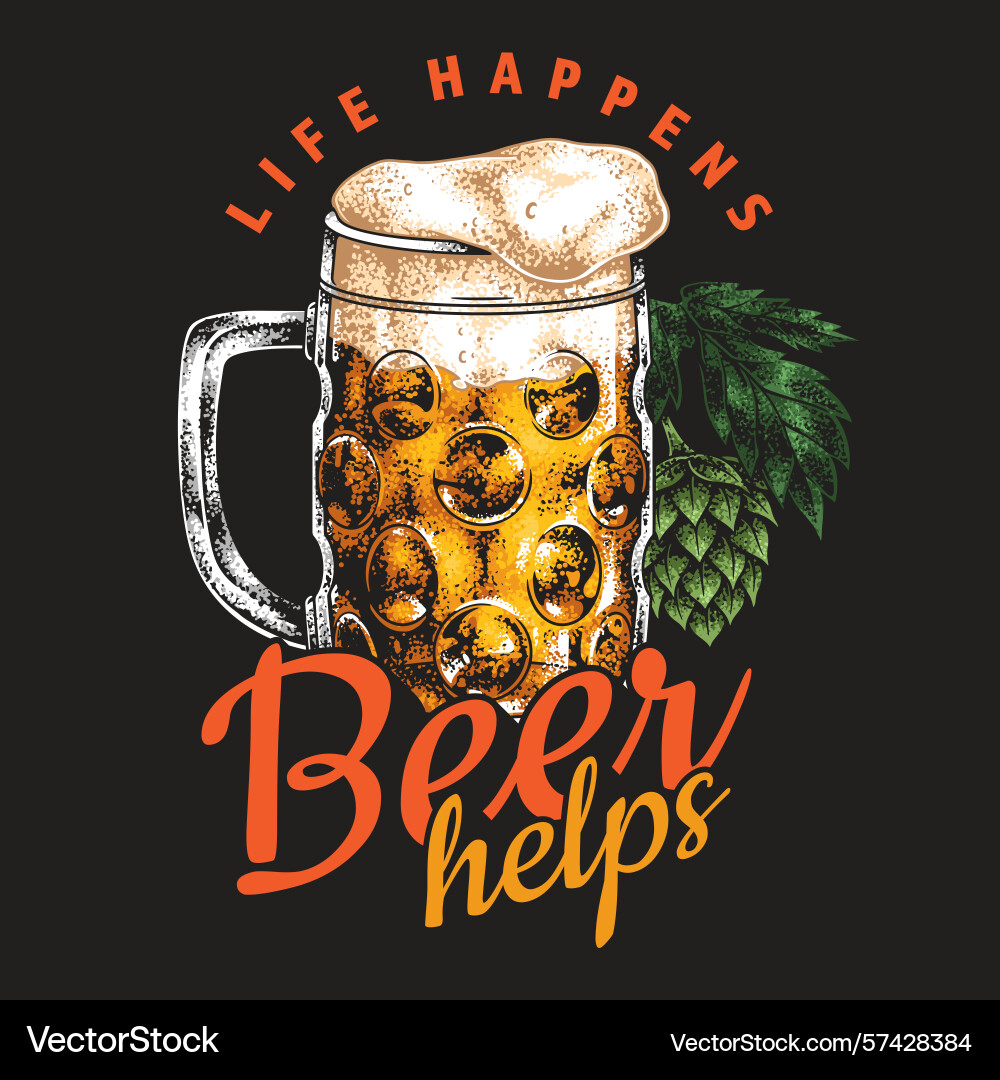Enjoying a cold beer with message of support Vector Image
