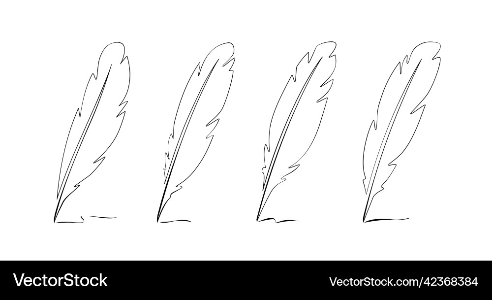 Feather pen icon set write simple symbol Feather pen icon set write simple symbol vector image