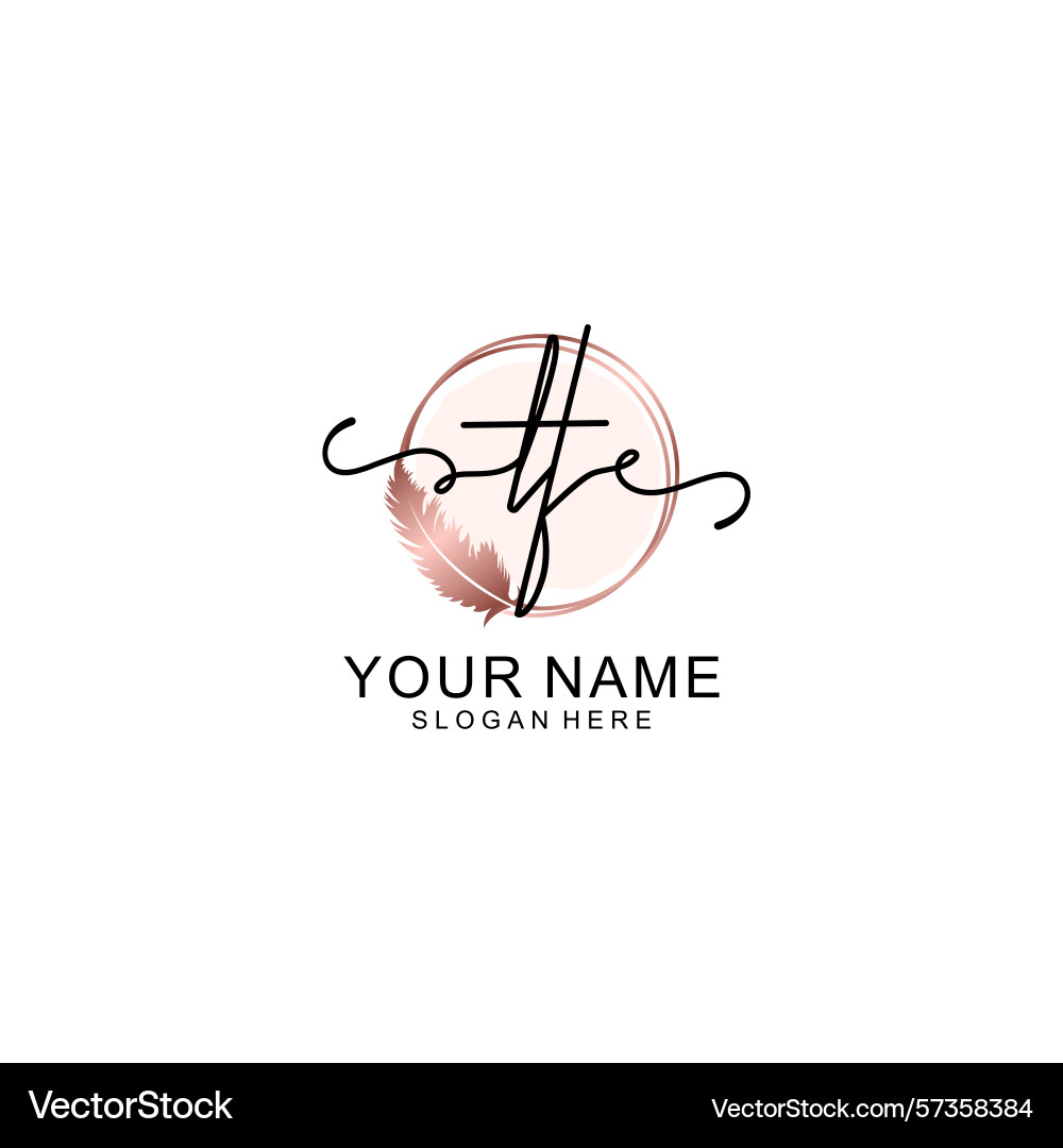 Handwritten tf initial logo with circle Handwritten tf initial logo with circle Vector Image