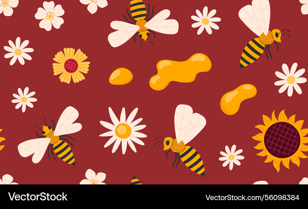 Honey seamless pattern apiary collection Honey seamless pattern apiary collection vector image