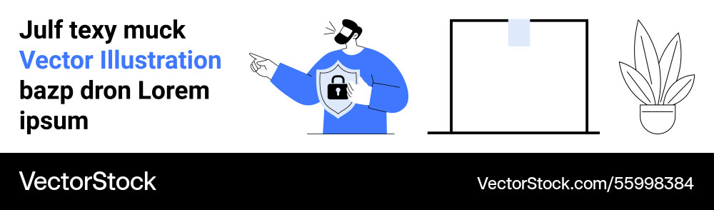 Man presenting cybersecurity concept and devices Man presenting cybersecurity concept and devices vector image