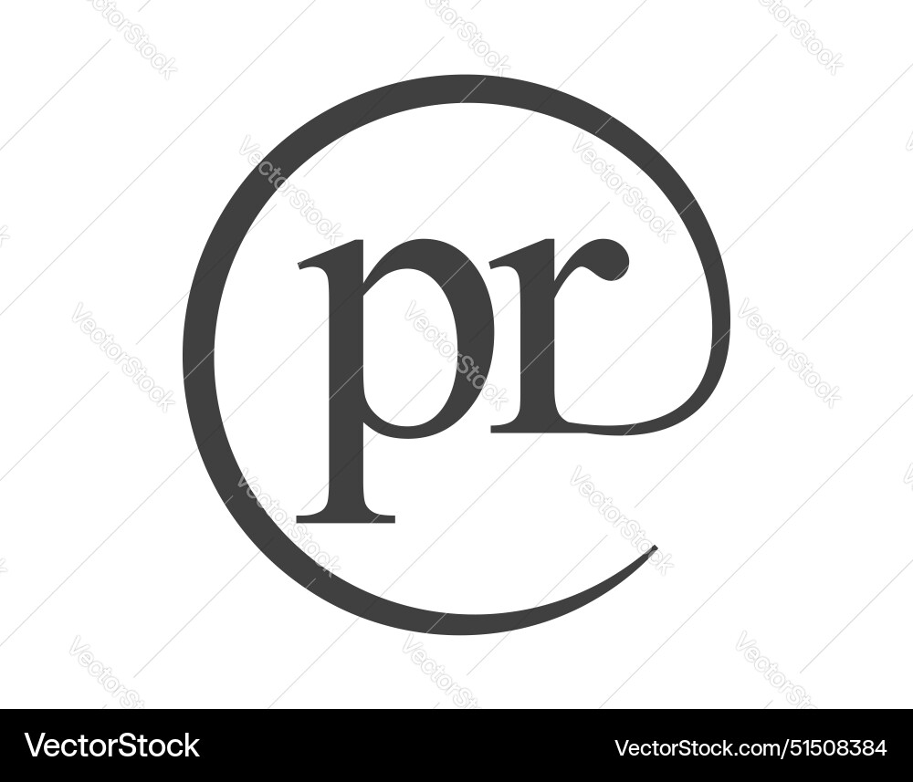 Pr logo from two letter with circle shape email vector image