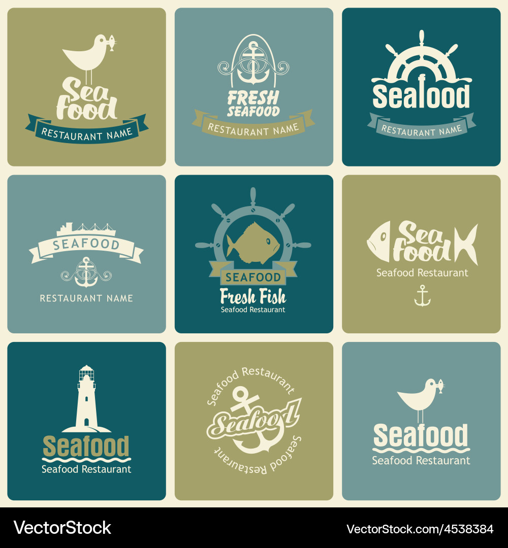 Seafood set Royalty Free Vector Image - VectorStock