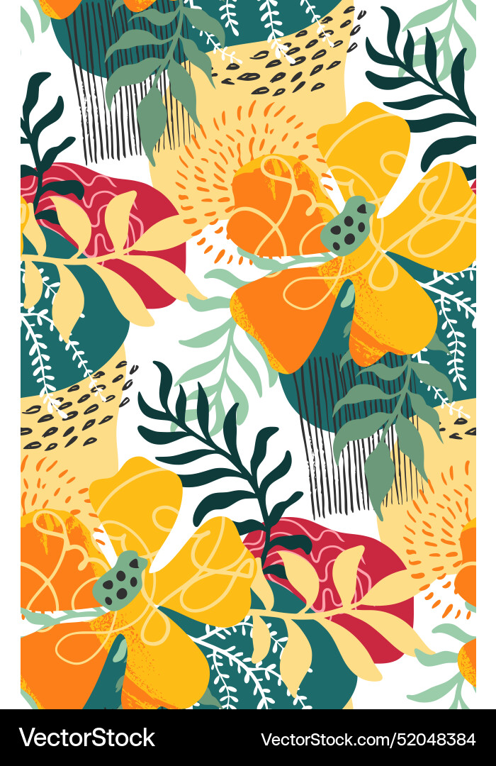 Seamless pattern with bright flowers Royalty Free Vector