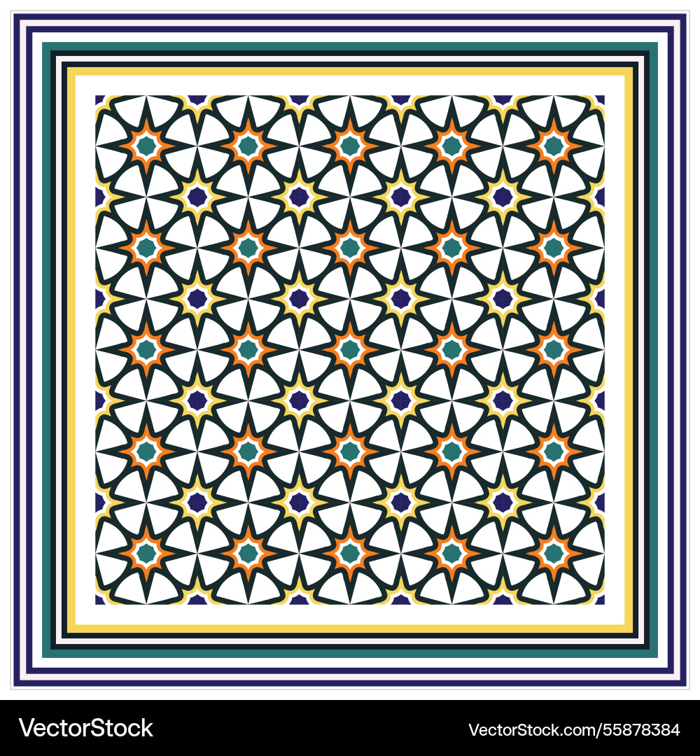 Star shape print scarf with border lines Star shape print scarf with border lines Vector Image