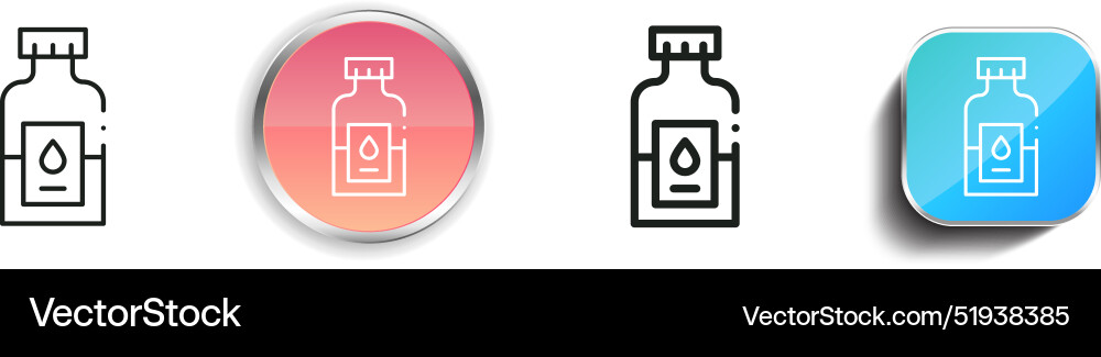 Bottle icon thin linear regular and button style Bottle icon thin linear regular and button style vector image