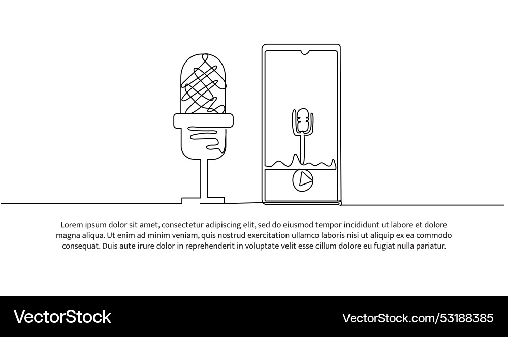 Continuous one line design of tool for podcast Continuous one line design of tool for podcast vector image