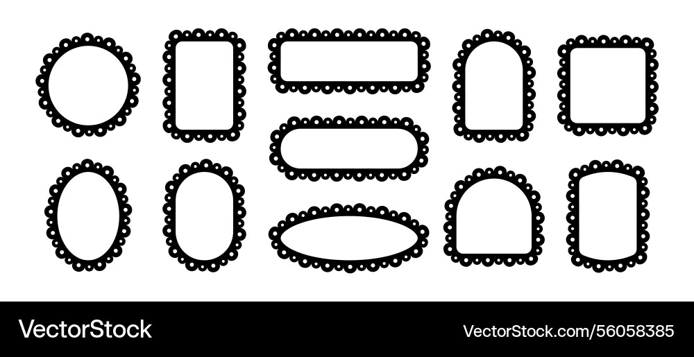 Frames with lace edge scallop border pattern Frames with lace edge scallop border pattern Vector Image