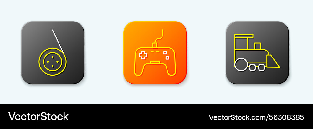Game Controller & Train Icon Set Vector Image