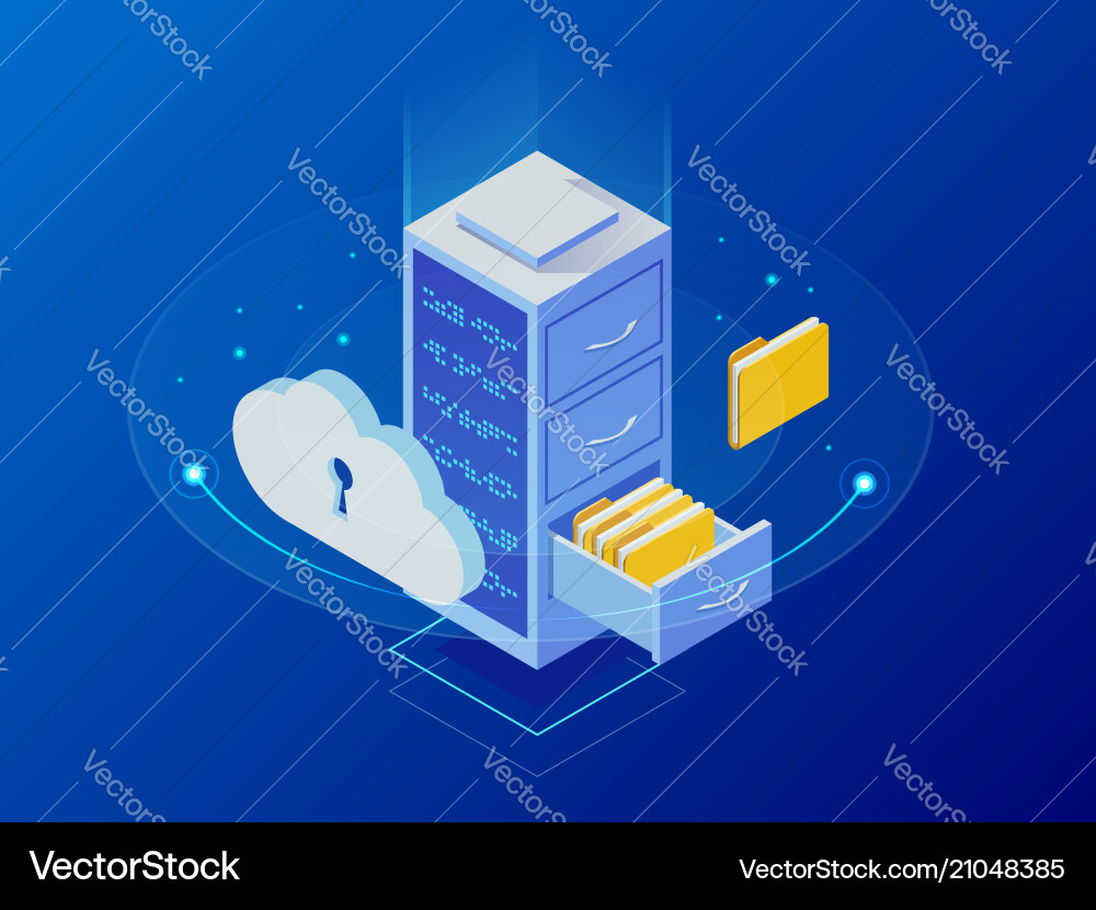 Isometric Cloud Computing Data Center vector image