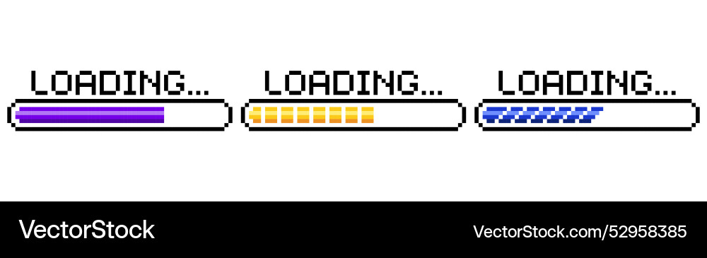 Pixel art 8-bit loading bar concept vector image