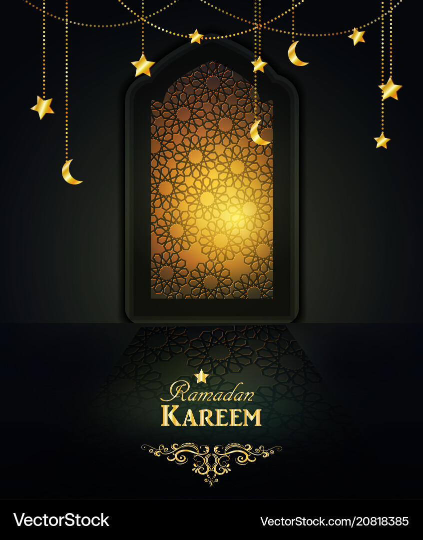 Ramadan background mosque window vector image