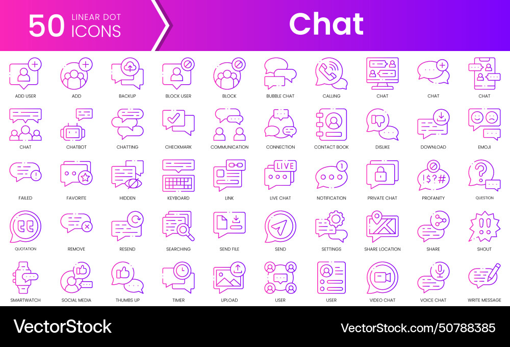 Set of chat icons gradient style icon bundle Set of chat icons gradient style icon bundle vector image