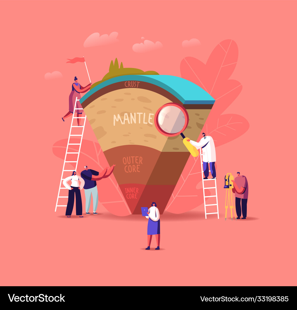 Tiny characters study structure earth Tiny characters study structure earth vector image
