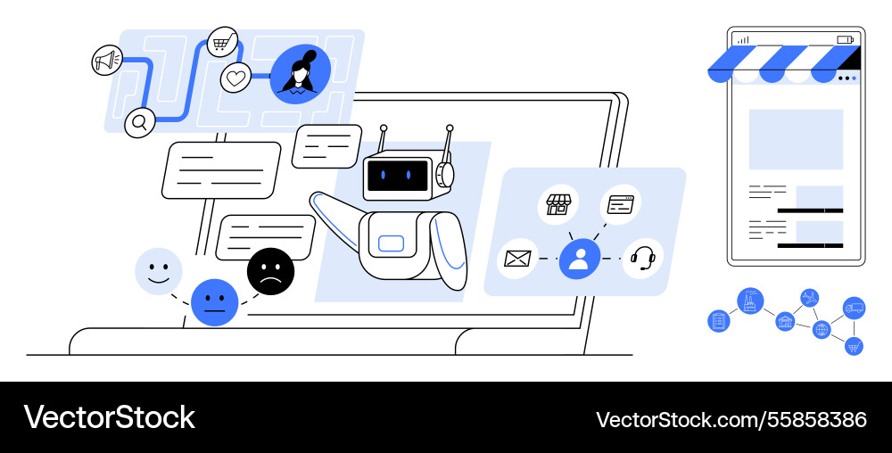 Ai chatbot assisting with communication via Ai chatbot assisting with communication via vector image