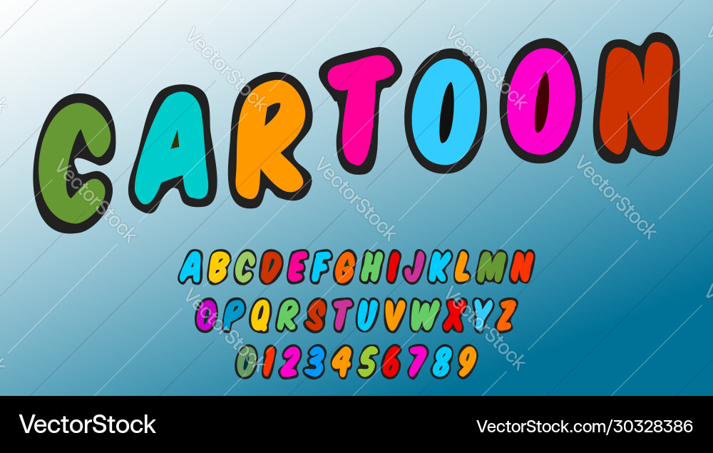 Cartoon alphabet template letters and numbers Cartoon alphabet template letters and numbers vector image