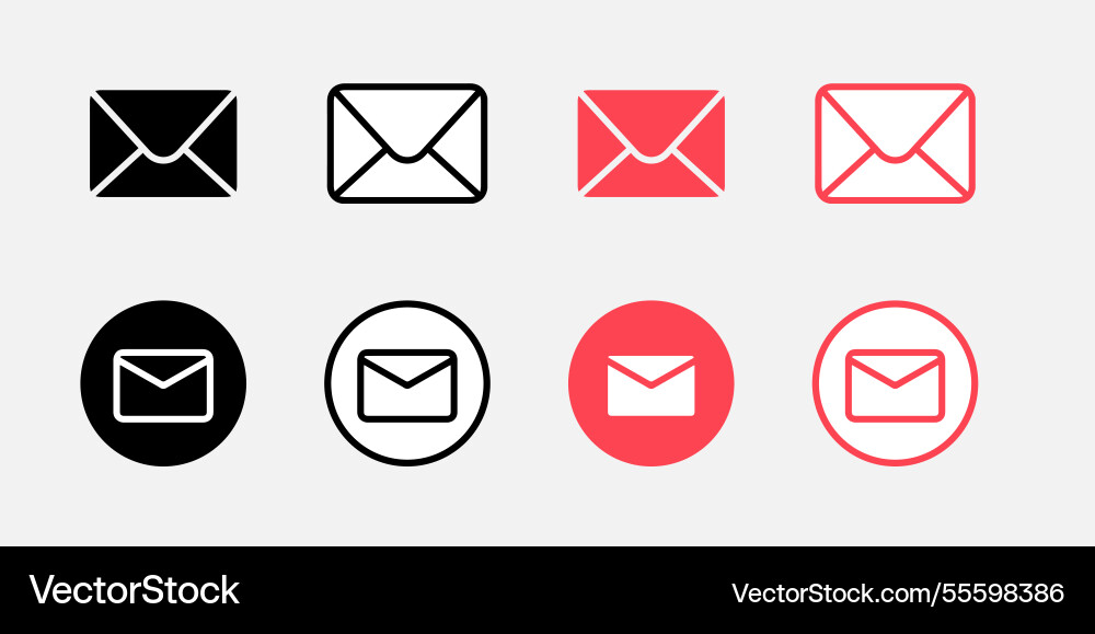 Envelope mail icon set newsletter web buttons Vector Image