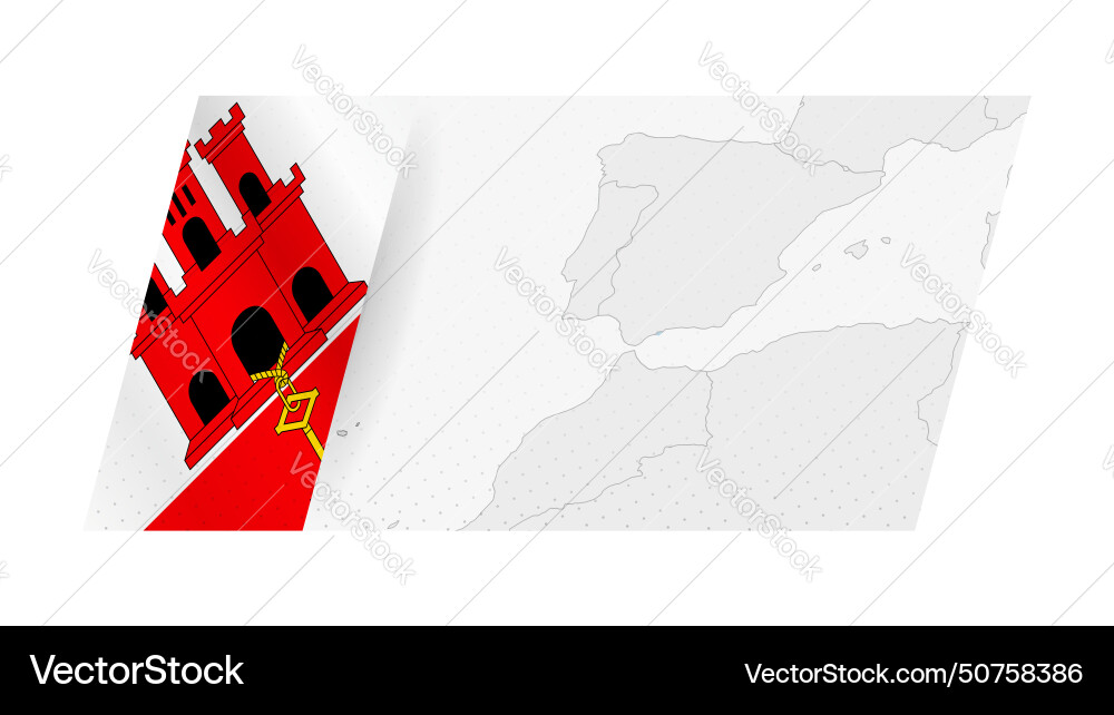Gibraltar map in modern style with flag Gibraltar map in modern style with flag vector image