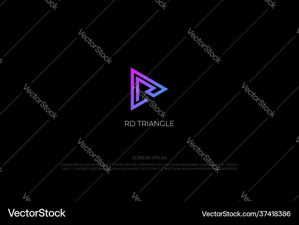 Modern triangle play button rd dr monogram logo Vector Image